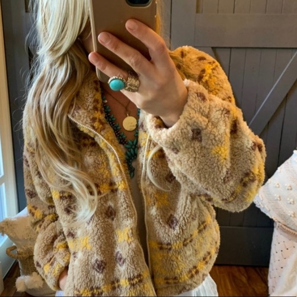 New Cozy Fleece Aztec Print Zip Up Jacket Coat Sweater Top Teddy Sherpa Warm - Picture 4 of 7